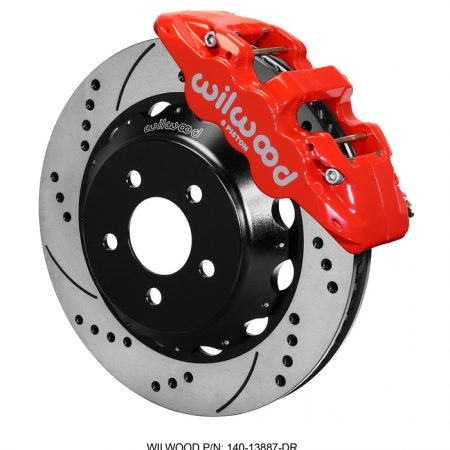 Wilwood 6-Piston AERO6 Big Brake Kit w/Drilled & Slotted Rotors – 2015 Mustang GT Front (Red Calipers)