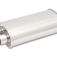 Vibrant STREETPOWER Oval Muffler, 2.5″ inlet (Center In – Dual Out)