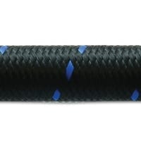 Vibrant 2ft Roll of Black Blue Nylon Braided Flex Hose; AN Size: -4; Hose ID: 0.22″