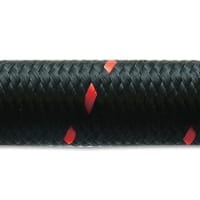 Vibrant 2ft Roll of Black Red Nylon Braided Flex Hose; AN Size: -4; Hose ID: 0.22″