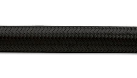 Vibrant 2ft Roll of Black Nylon Braided Flex Hose; AN Size: -8; Hose ID: 0.44″