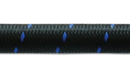 Vibrant 2ft Roll of Black Blue Nylon Braided Flex Hose; AN Size: -10; Hose ID: 0.56″