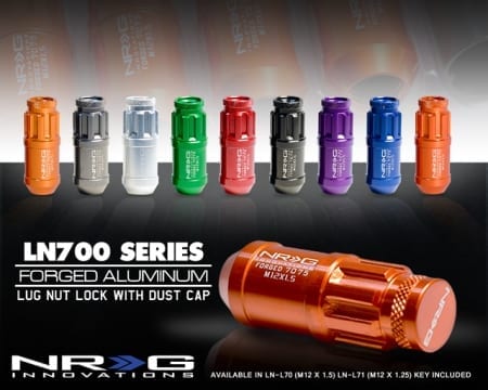 NRG M12 x 1.25 Lug Nut Lock Set 4 pc Orange T7075