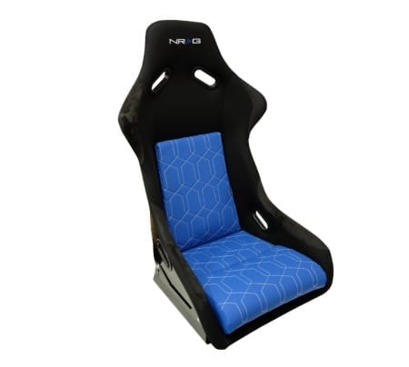 NRG FRP-300 Large Black Bucket Seat w/ Blue Geometric stitching pattern