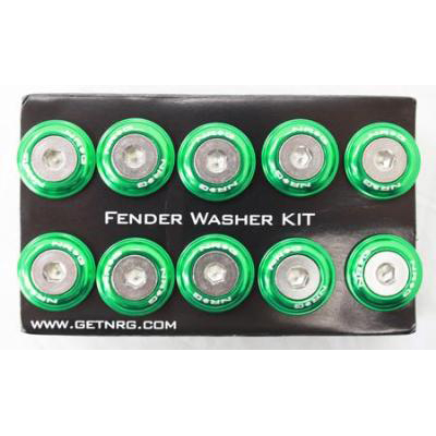 NRG Fender Washer Kit, Set of 10, Green, Rivets for Plastic