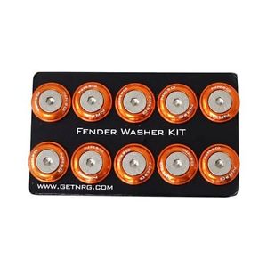 NRG Fender Washer Kit, Set of 10, Orange, Rivets for Metal