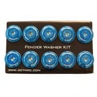 NRG Fender Washer Kit, Set of 10, Blue with Color Matched Bolts, Rivets for Plastic