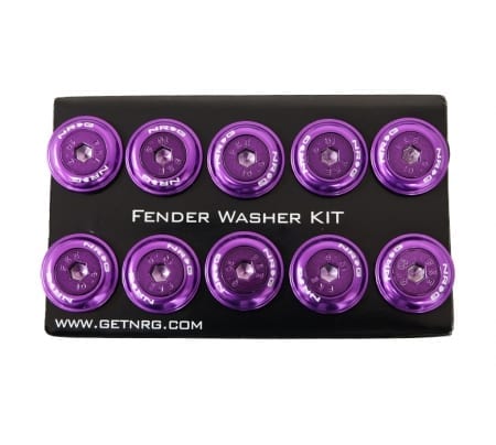 NRG Fender Washer Kit, Set of 10, Purple with Color Matched Bolts, Rivets for Plastic
