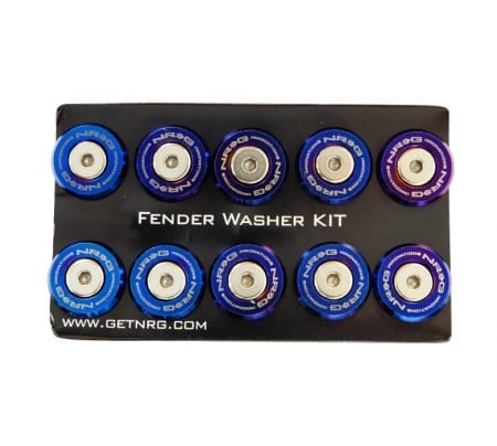 NRG Fender Washer Kit, Set of 10, M style, Titanium Burn Washer with stainless bolt, Rivets for plastic