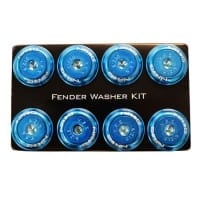 NRG Fender Washer Kit, Set of 8, Blue with Color Matched Bolts, Rivets for Plastic