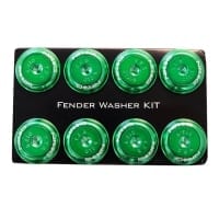 NRG Fender Washer Kit, Set of 8, Green with Color Matched Bolts, Rivets for Plastic