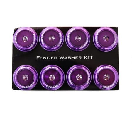 NRG Fender Washer Kit, Set of 8, Purple with Color Matched Bolts, Rivets for Plastic