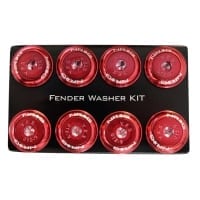 NRG Fender Washer Kit, Set of 8, Red with Color Matched Bolts, Rivets for Plastic