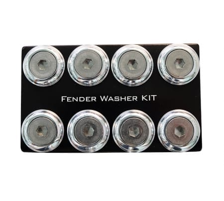 NRG Fender Washer Kit, Set of 8, Silver with Color Matched Bolts, Rivets for Plastic