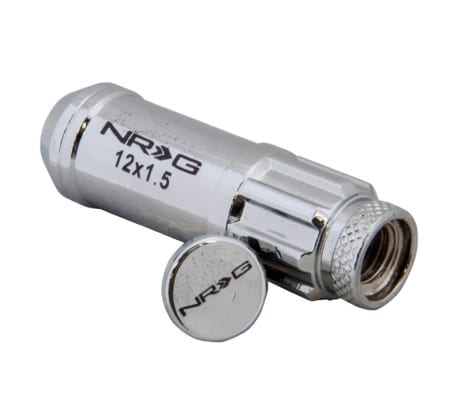 NRG M12 x 1.5 NEW Steel Lug Nut w/ dust cap cover Set 21 pc Silver w/ locks & lock socket