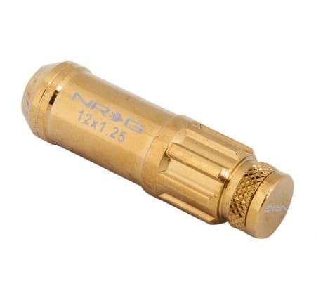 NRG M12 x 1.25 NEW Steel Lug Nut w/ dust cap cover Set 21 pc Chrome Gold w/ locks & lock socket