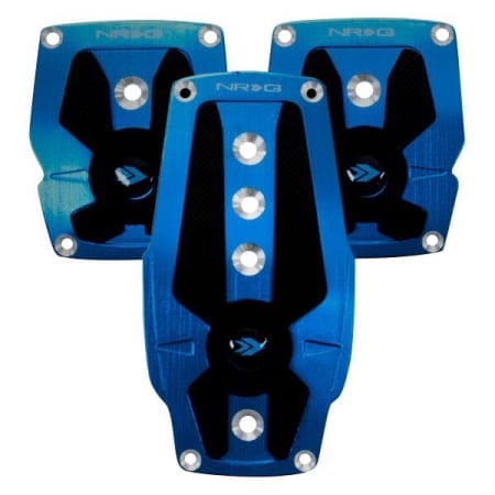 NRG Brushed Blue aliminum sport pedal w/ Black rubber inserts MT