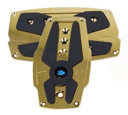 NRG Chrome Gold aliminum sport pedal w/ Black rubber inserts AT