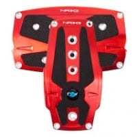 NRG Brushed Red aliminum sport pedal w/ Black rubber inserts AT