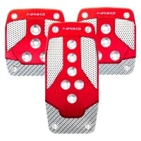 NRG Aluminum Sport Pedal Red w/ Silver Carbon MT