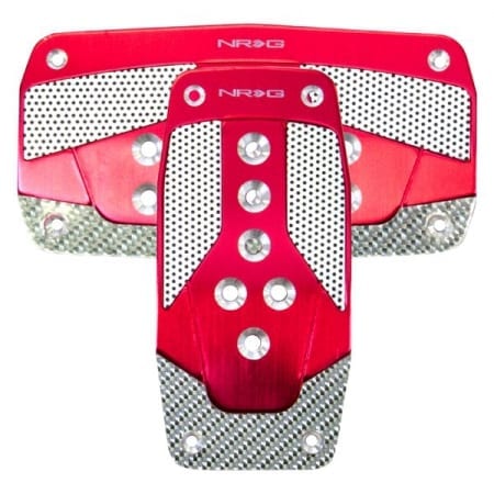 NRG Aluminum Sport Pedal Red w/ Silver Carbon AT