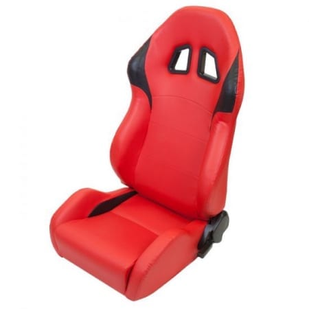 NRG PVC leather Sport Seats Red w/ Black Trim (Pair)
