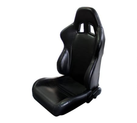 NRG PVC leather Sport Seats Black w/ Black Trim (Pair)