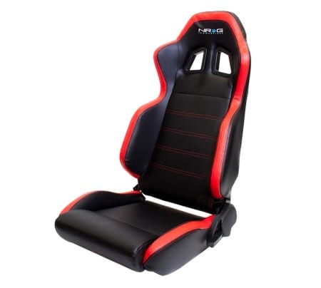 NRG NRG PVC Sport Seat Black w/ Red Stitch and side contrast w/ logo