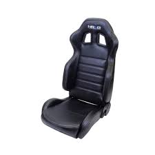 NRG Reclinable Racing Seat, Black Leather, White Stitching w/ Logo