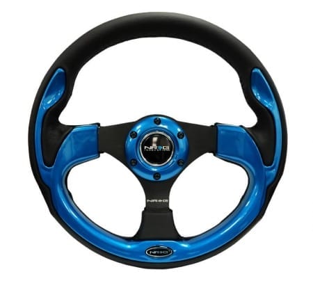 NRG Reinforced Steering Wheel- 320mm Sport Steering Wheel w/ Blue Trim