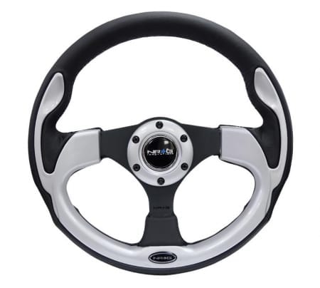NRG Reinforced Steering Wheel- 320mm Sport Steering Wheel w/ Silver Trim