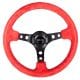 NRG Reinforced Steering Wheel – 350mm Sport Steering Wheel (3″ Deep) – Black Spoke w/ Round holes / Red Leather / Black Stitch