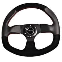 NRG Reinforced Steering Wheel – Suede Leather Steering Wheel w/ RED stitch