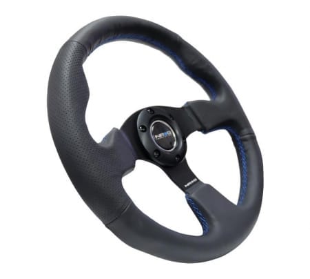 NRG RACE STYLE – Leather Steering Wheel 320mm w/ BLUE stitch