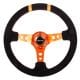 NRG Odi Signature RACE STYLE – 350mm sport steering wheel (3′ deep) black Leather w/ Black baseball stitching – Matte Black spoke