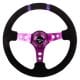 NRG Reinforced Steering Wheel – 350mm Sport Steering Wheel (3″ Deep) – Suede Black Stitch w/ Yellow Center Mark