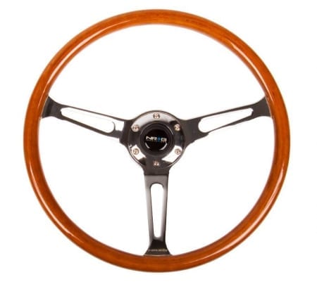 NRG Reinforced Classic Wood Grain Wheel, 360mm, 3 spoke center in chrome