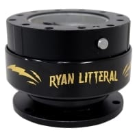 NRG Quick Release- Black Body and Black Ring with Gold Ryan Litteral Signature logo and Gold NRG Logo