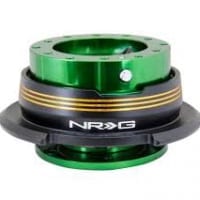 NRG Quick Release Kit – Green Body / Black Ring w/ Chrome Gold Horizontal Stripes
