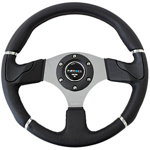 NRG 350mm Sport Leather Steering Wheel with trim