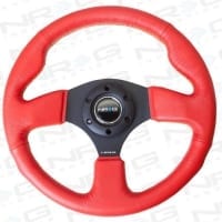 NRG 320mm Sport Leather Steering Wheel Red Leather w/ Yellow Stitching