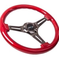 NRG Classic Wood Grain Wheel, 330mm, 3 spoke center in black – Red