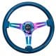 NRG 350mm Sport Steering wheel (3″ Deep) – Black Leather w/ Red Stitching – Black Center