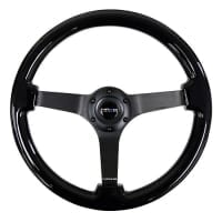 NRG 350mm Sport Steering wheel (3″ Deep) – Black Leather w/ Red Stitching – Black Center