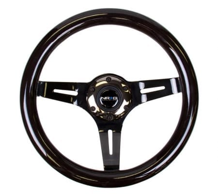 NRG Classic Black Wood Grain Wheel, 310mm, 3 spoke center in Black Chrome