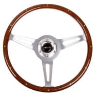 NRG Classic wood grain wheel – 3 Spoke brushed aluminum – 365mm