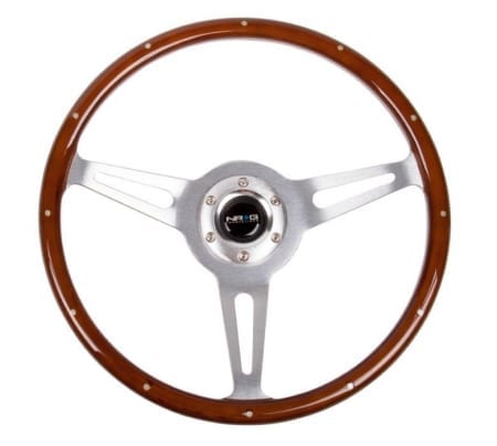 NRG Classic wood grain wheel – 3 Spoke brushed aluminum – 365mm