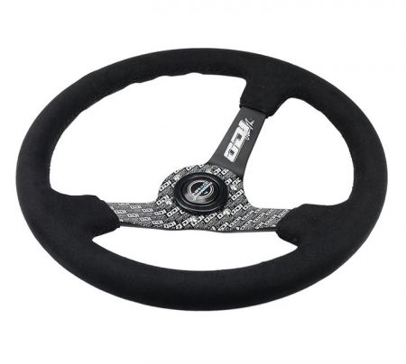 NRG Reinforced Steering Wheel (350mm / 3in. Deep) Odi Bakchis Signature Solid Spokes Alcantara