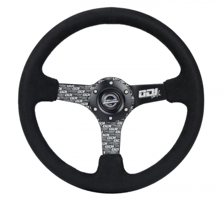 NRG Reinforced Steering Wheel (350mm / 3in. Deep) Odi Bakchis Signature Solid Spokes Alcantara