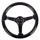 NRG Classic Wood Grain Wheel, 350mm, 3 spoke center in chrome, Leather wheel with wood accents